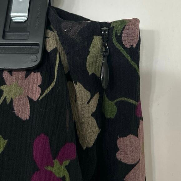Lauren Ralph Lauren Silk Black Purple Floral Midi Skirt Y2K Romantic Size 10 - Picture 7 of 11